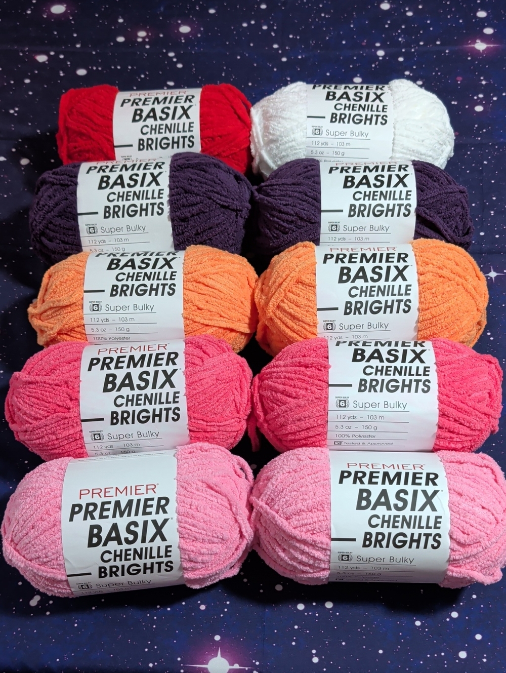 10 Brand New Skeins Premier Basix Chenille Brights Yarn Various Colors